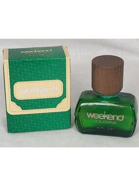 Avon Weekend Men's Cologne 4 Fl Oz Vintage Green Glass Bottle Wooden Cap NEW NOS